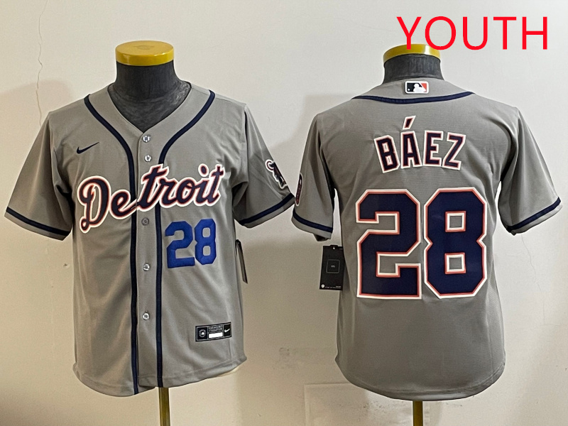 Youth 2025 Detroit Tigers #28 Baez grey Nike MLB jersey style 8
